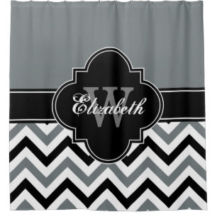 Charcoal Wht Black LG Chevron 1ICBR Name Monogram
