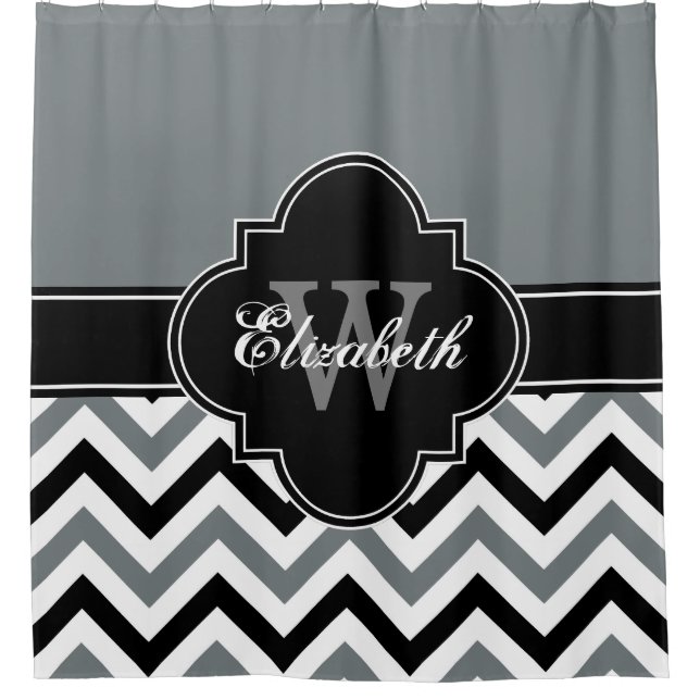 Charcoal Wht Black LG Chevron 1ICBR Name Monogram (Front)