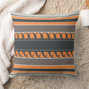 Charcoal with Orange Throw Pillow