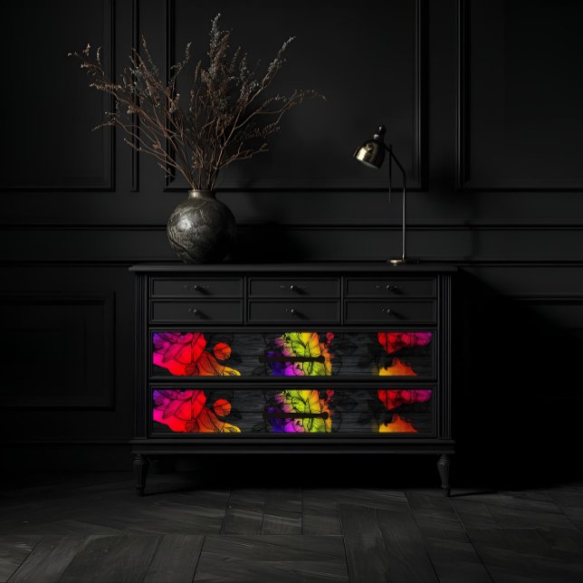  Charcoal Wooden Doodle Rainbow Floral Decoupage Tissue Paper (Creator Uploaded)