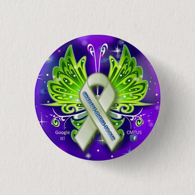 Charcot-Marie-Tooth (CMT) Awareness Ribbon 1 Inch Round Button (Front)