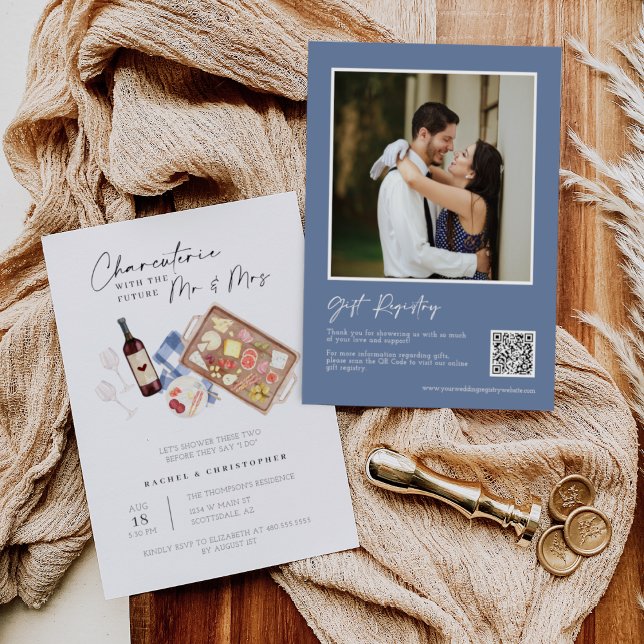 Charcuterie Board Couples Shower QR Code Photo Invitation (Creator Uploaded)