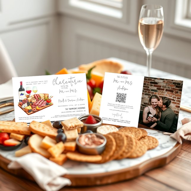 Charcuterie Board Couples Shower QR Code Photo Invitation (Creator Uploaded)