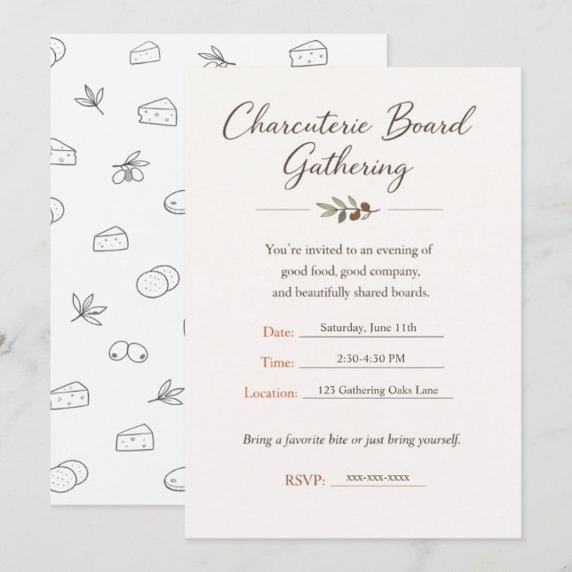 Charcuterie Board Gathering Party Invitation (Devant / Derrière)