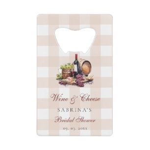 Charcuterie Board Wine & Cheese Bridal Shower Credit Card Bottle Opener