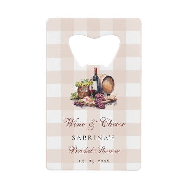 Charcuterie Board Wine & Cheese Bridal Shower Credit Card Bottle Opener (Front)