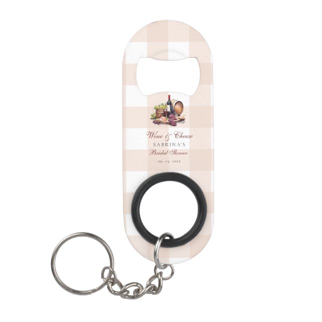 Charcuterie Board Wine & Cheese Bridal Shower Keychain Bottle Opener (Front)