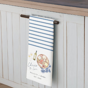 Charcuterie Board Wine & Cheese Cheers to Love Kitchen Towel