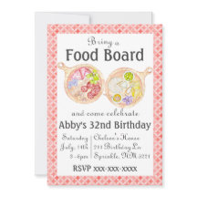 Charcuterie Food Board Birthday Invitation Pink