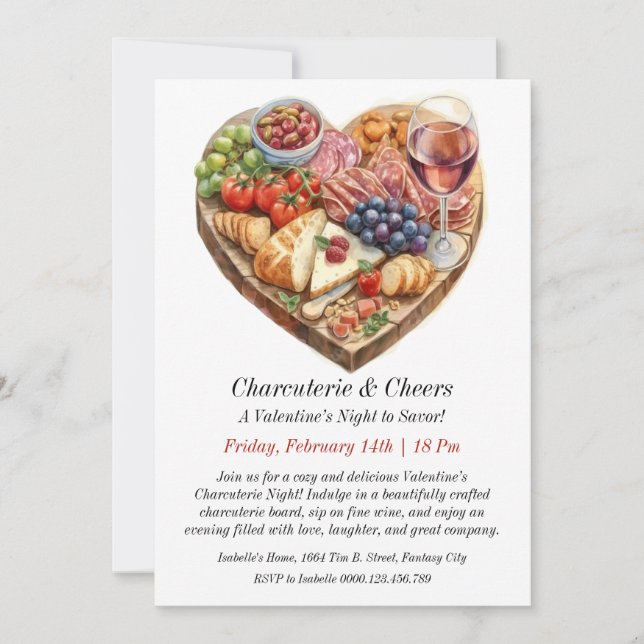 Charcuterie & Vin Night Invitation personnalisable (Devant)