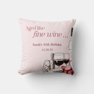 Charcuterie & Wine 50th Birthday Party Throw Pillow