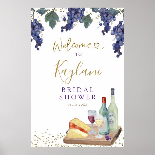 Charcuterie Wine Bridal Shower Welcome Sign (Front)