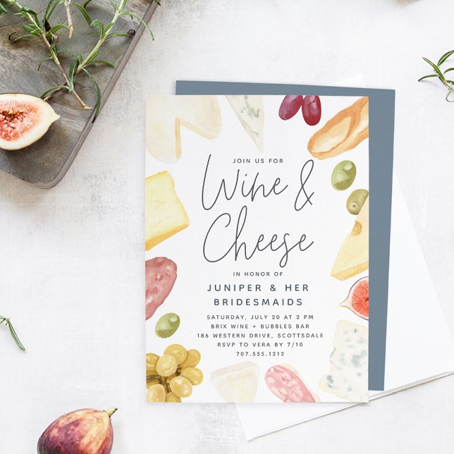 Charcuterie Wine & Cheese Bridesmaids Brunch Invitation (Creator Uploaded)