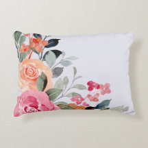 Chardon et aquarelle Floral Bouquet Coussin
