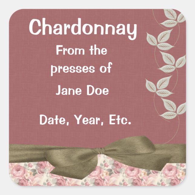 Chardonnay Rose Wine Labels (Front)