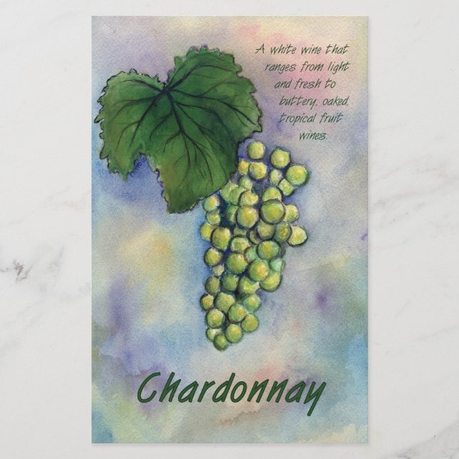 Chardonnay Vins Raisins & Description Papeterie (Devant)