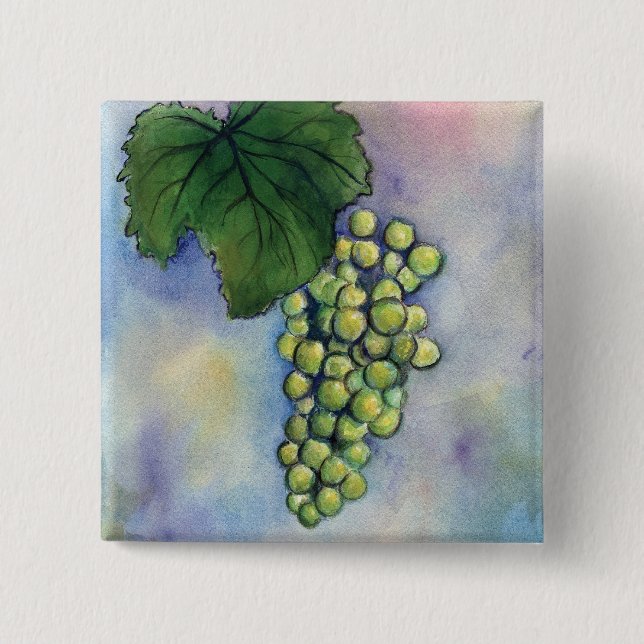 Chardonnay Wine Grapes Button (Front)