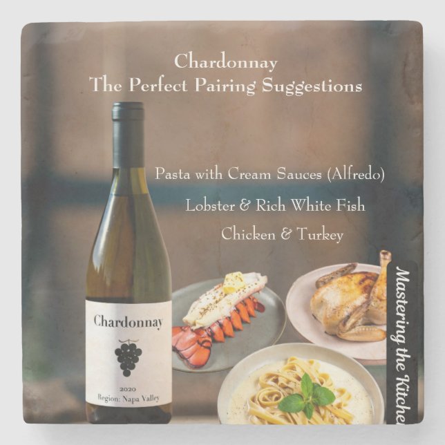 Chardonnay Wine Lovers Kitchen Gift Stone Coaster (Front)