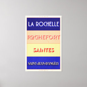 Charente Maritime Art Deco Poster Style Design Canvas Print