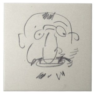 Charge de Lautrec par Lui-Meme (pencil on paper) Tile