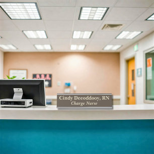 Charge Nurse Brown Desk Name Plate