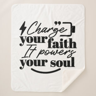 Charge Your Faith – Christian Inspirational Quote  Sherpa Blanket