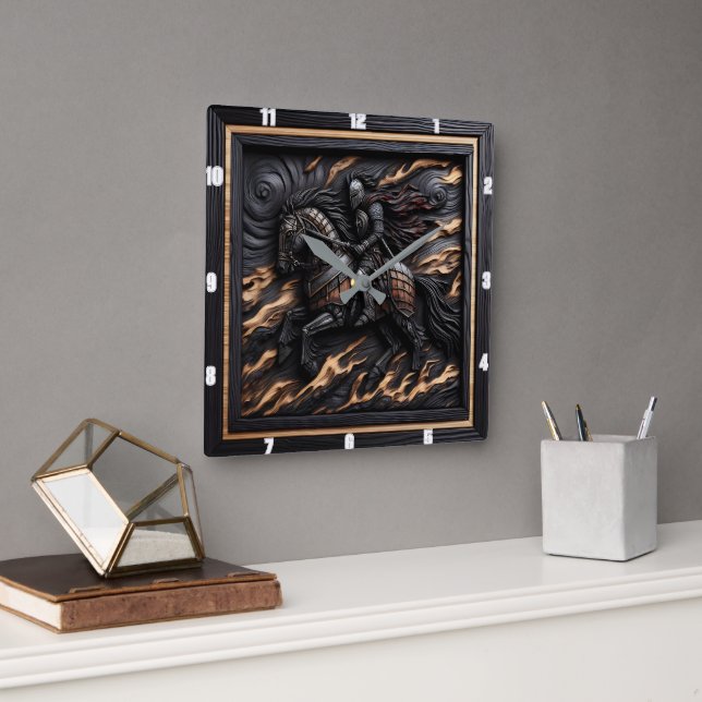 Charger Battle: Wood Art Custom Valour Square Wall Clock (Office)