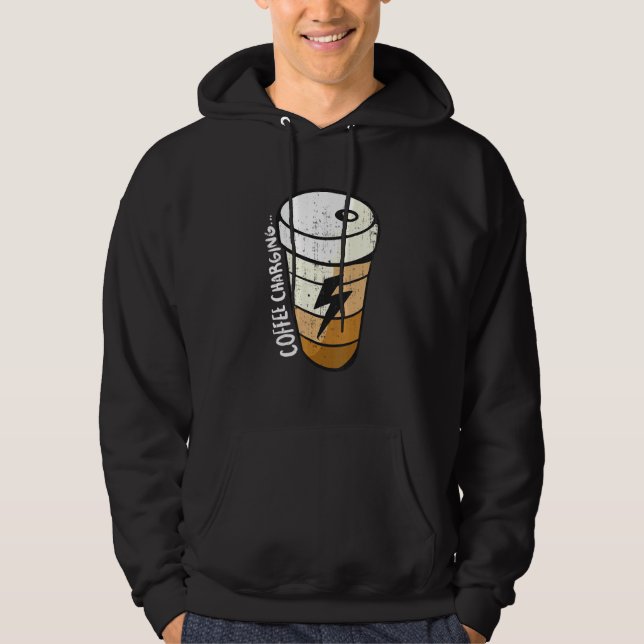 Charging Battery Lightning Coffee Cup Hoodie (Front)