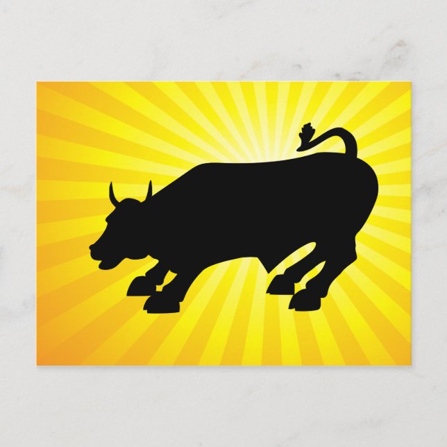 Charging Black Bull of Wall Street Postcard (Front)