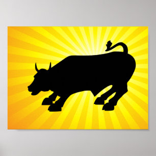 Charging Black Bull of Wall Street Poster