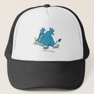 charging bull cartoon trucker hat