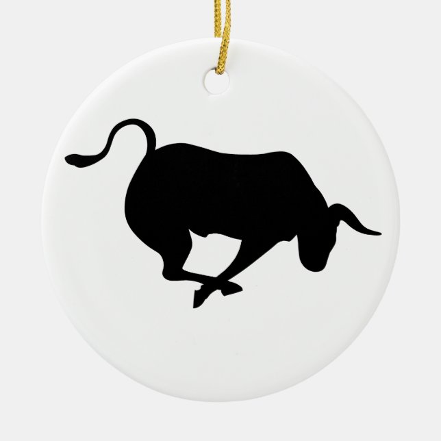 Charging Bull Ceramic Ornament (Front)