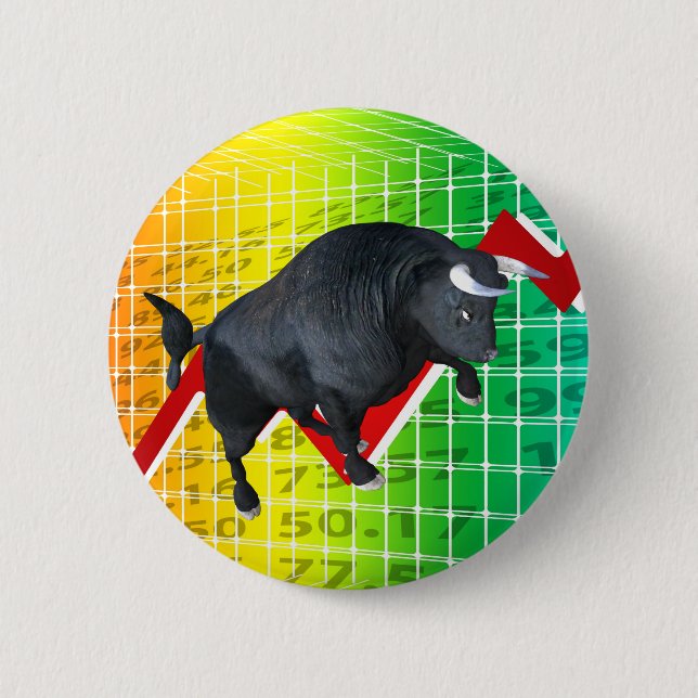 Charging Bull Market Run 2 Inch Round Button (Front)