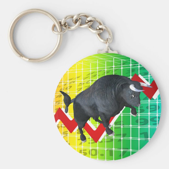 Charging Bull Market Run Keychain (Front)