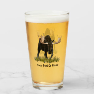 Charging Bull Moose On Old Paper Glass