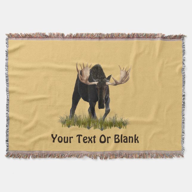 Charging Bull Moose Throw Blanket (Front)