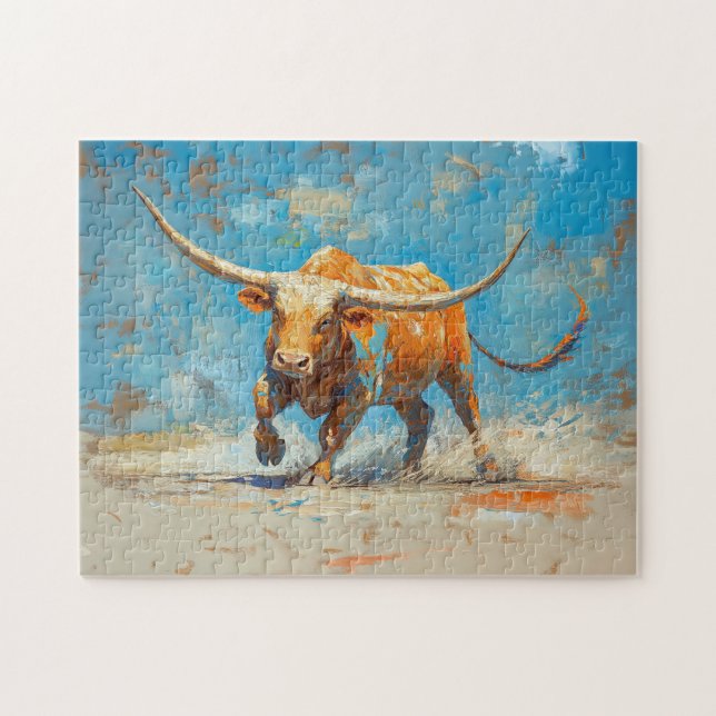 Charging Bull With Vibrant Colours Jigsaw Puzzle (Horizontal)