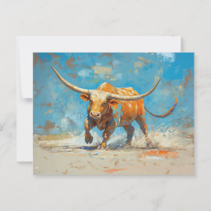 Charging Bull With Vibrant Colours Postcard