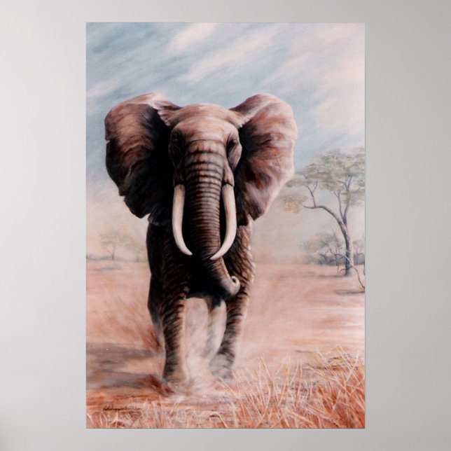 Charging Elephant Poster (Front)