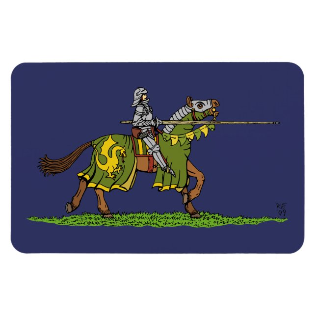 Charging Medieval Knight Magnet (Horizontal)