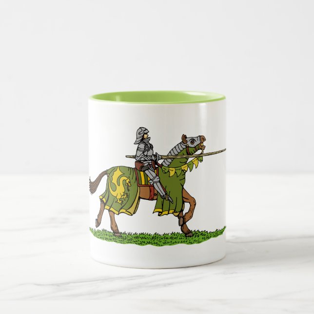 Charging Medieval Knight Two-Tone Coffee Mug (Center)