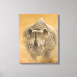 Charging Rhino – Pastels Canvas Print