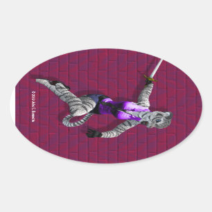 Charging Tigress Oval Sticker