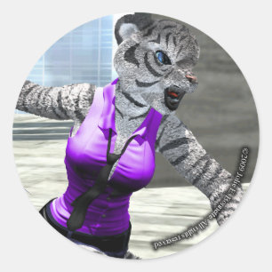 Charging Tigress Round Sticker