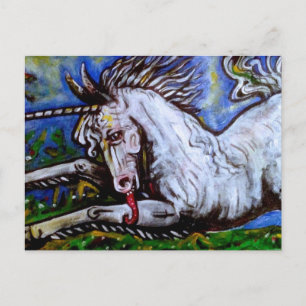 Charging Unicorn. Postcard
