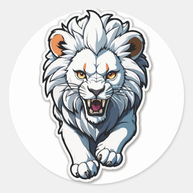 Charging White Lion Cub Sticker (Front)