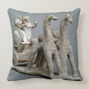 Chariot and horses, from the Tomb of Princess Nefe Throw Pillow