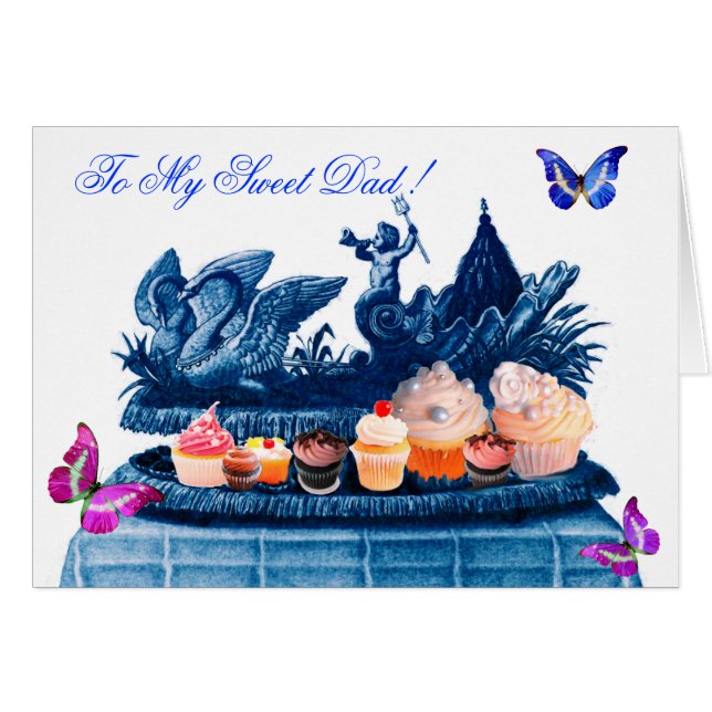 CHARIOT BLEU DE SWANS ET CUPCAKES FÊTE DES PÈRES (Devant horizontal)