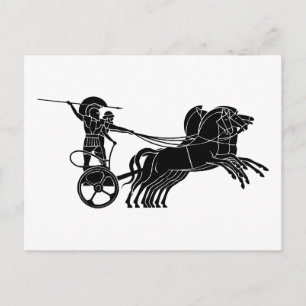 Chariot(Horse carriage), Greek relief design Postcard