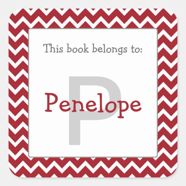 Chariot monogramme Chevron Sticker bordeaux (Devant)